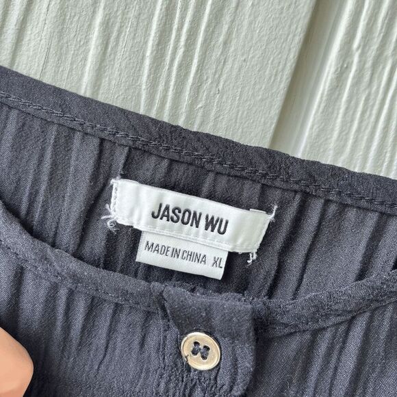 Jason Wu XL Black Tank Top Gold Buttons Front Adjustable Straps - Picture 7 of 11